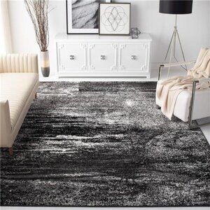 Area Rug 8x10 - Adirondack Collection - Large - Silver & Black, Modern